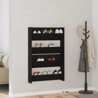 vidaXL Shoe Cabinet 2 pcs 83 x 18 x 60 cm Engineered Wood Black Oak