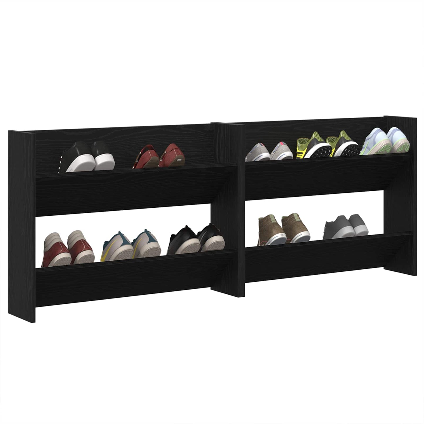 vidaXL Shoe Cabinet 2 pcs 83 x 18 x 60 cm Engineered Wood Black Oak