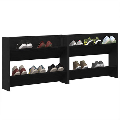 vidaXL Shoe Cabinet 2 pcs 83 x 18 x 60 cm Engineered Wood Black Oak