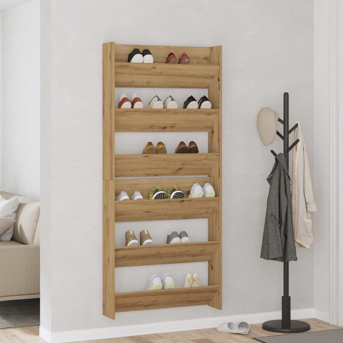 vidaXL Shoe Cabinet 2 pcs 85 x 18 x 90 cm Engineered Wood Artisan Oak