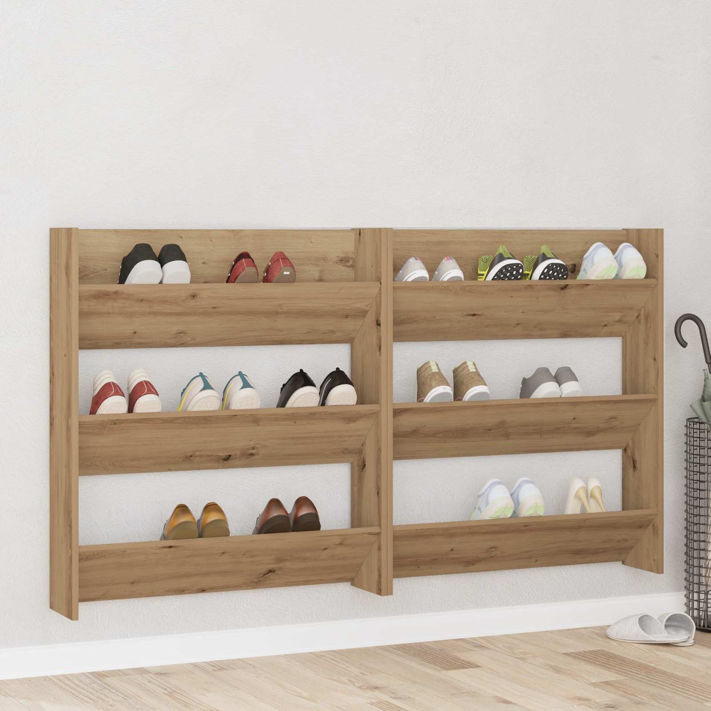 vidaXL Shoe Cabinet 2 pcs 85 x 18 x 90 cm Engineered Wood Artisan Oak