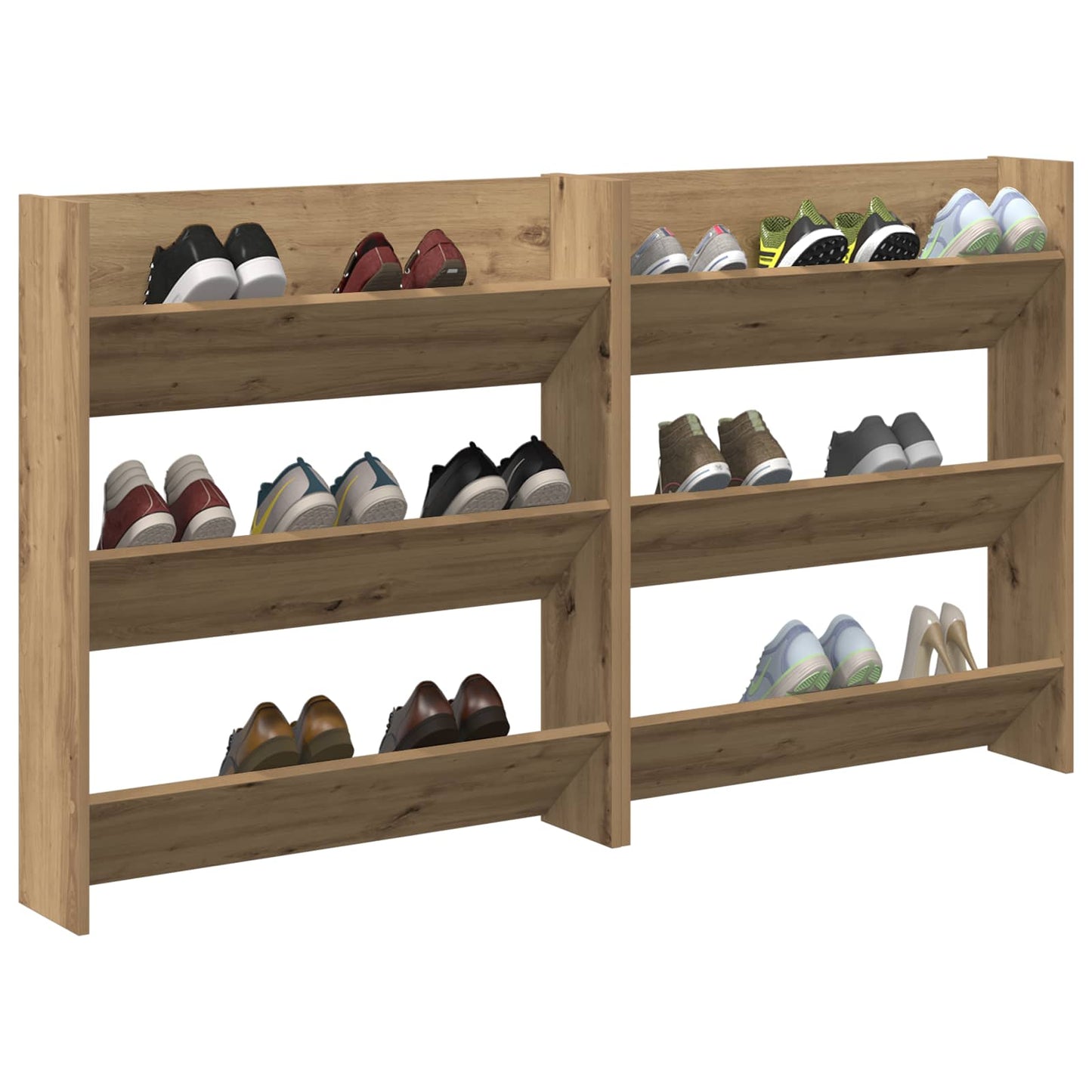 vidaXL Shoe Cabinet 2 pcs 85 x 18 x 90 cm Engineered Wood Artisan Oak