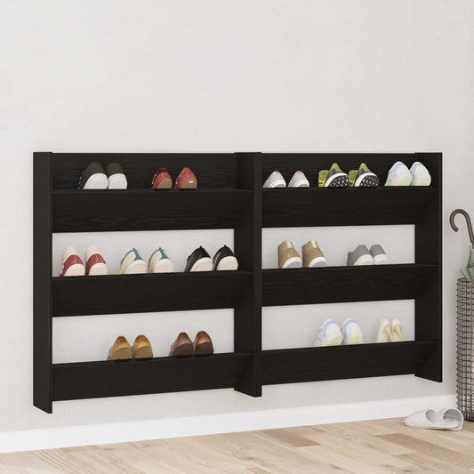 vidaXL Shoe Cabinet 2 pcs 86 x 18 x 90 cm Engineered Wood Black Oak