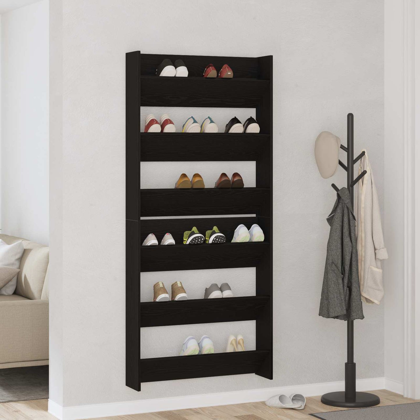 vidaXL Shoe Cabinet 2 pcs 86 x 18 x 90 cm Engineered Wood Black Oak