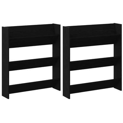 vidaXL Shoe Cabinet 2 pcs 86 x 18 x 90 cm Engineered Wood Black Oak