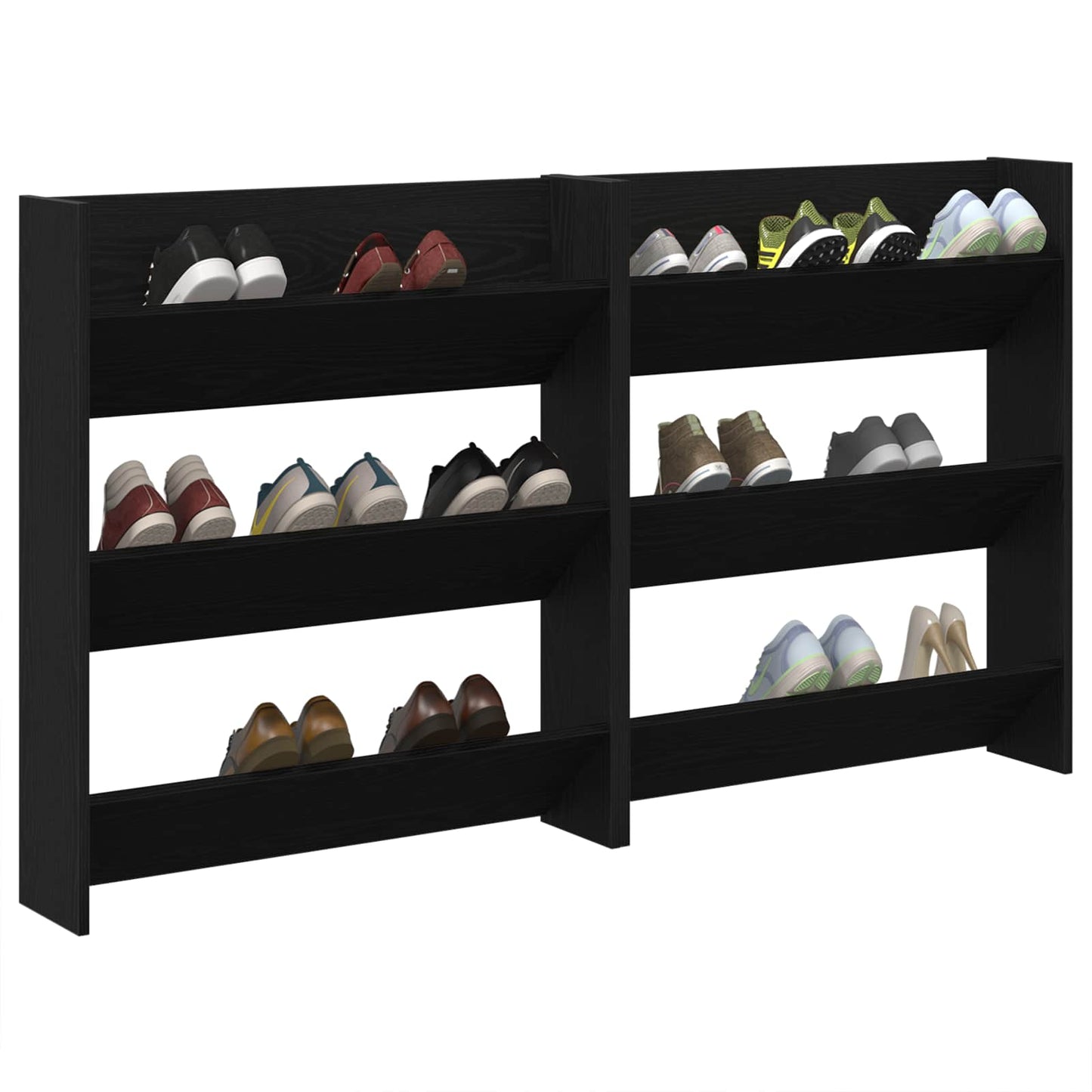 vidaXL Shoe Cabinet 2 pcs 86 x 18 x 90 cm Engineered Wood Black Oak
