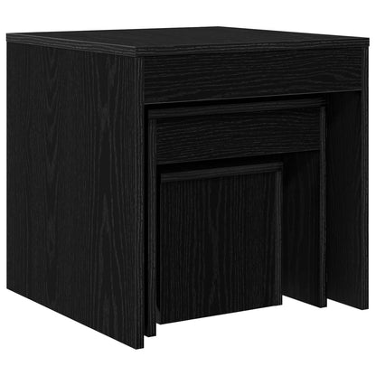 vidaXL Coffee Table 3 pcs Black Oak Engineered Wood
