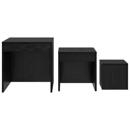 vidaXL Coffee Table 3 pcs Black Oak Engineered Wood