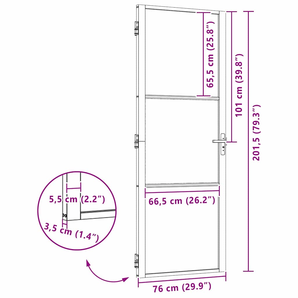 vidaXL Glass Door Fretwork Black 76 x 3.5 x 201.5 cm Aluminium