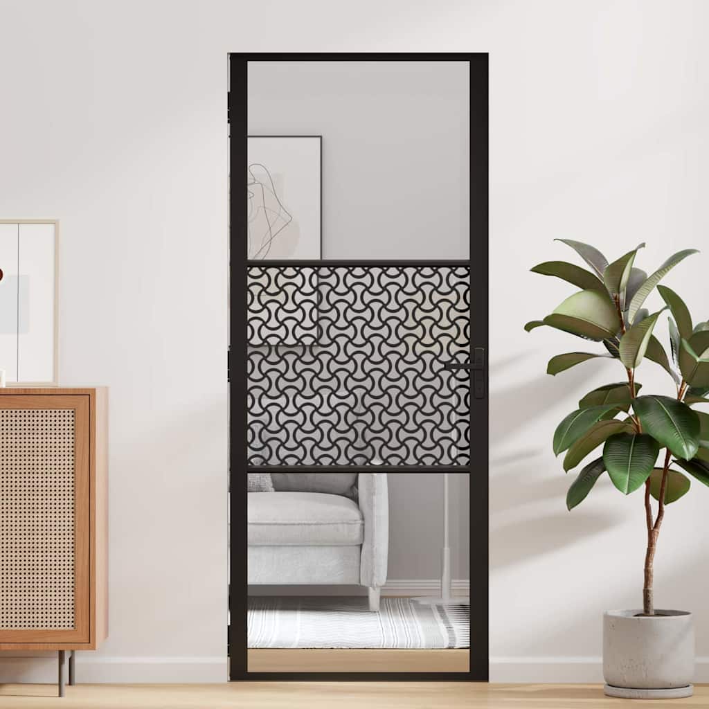 vidaXL Glass Door Fretwork Black 83 x 3.5 x 201.5 cm Aluminium