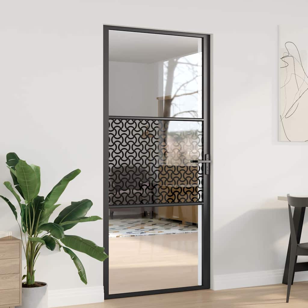vidaXL Glass Door Fretwork Black 93 x 3.5 x 201.5 cm Aluminium