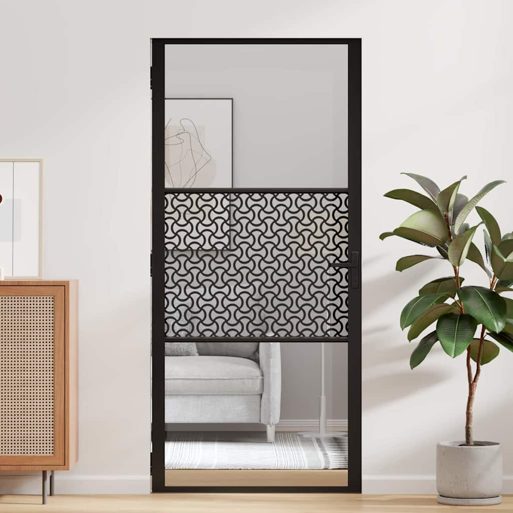 vidaXL Glass Door Fretwork Black 93 x 3.5 x 201.5 cm Aluminium