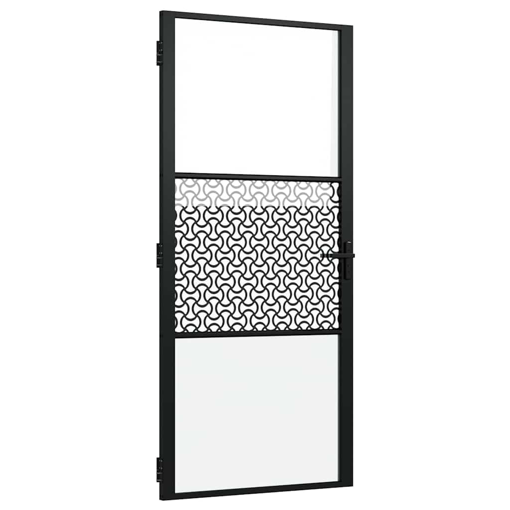 vidaXL Glass Door Fretwork Black 93 x 3.5 x 201.5 cm Aluminium
