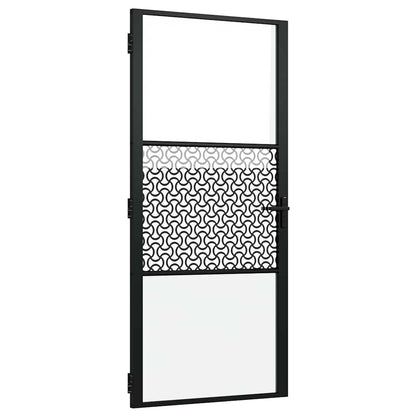 vidaXL Glass Door Fretwork Black 93 x 3.5 x 201.5 cm Aluminium