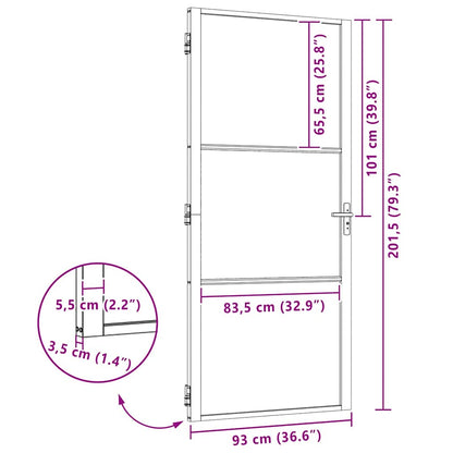 vidaXL Glass Door Fretwork Black 93 x 3.5 x 201.5 cm Aluminium