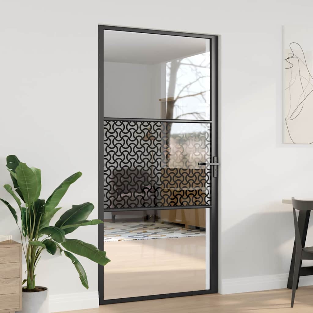 vidaXL Glass Door Fretwork Black 102.5 x 3.5 x 201.5 cm Aluminium