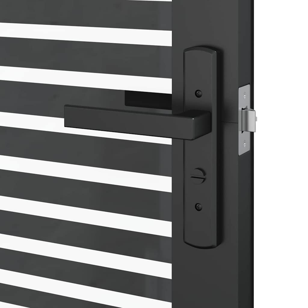vidaXL Glass Door Striped Black 76 x 3.5 x 201.5 cm Aluminium