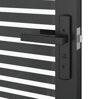 vidaXL Glass Door Striped Black 76 x 3.5 x 201.5 cm Aluminium
