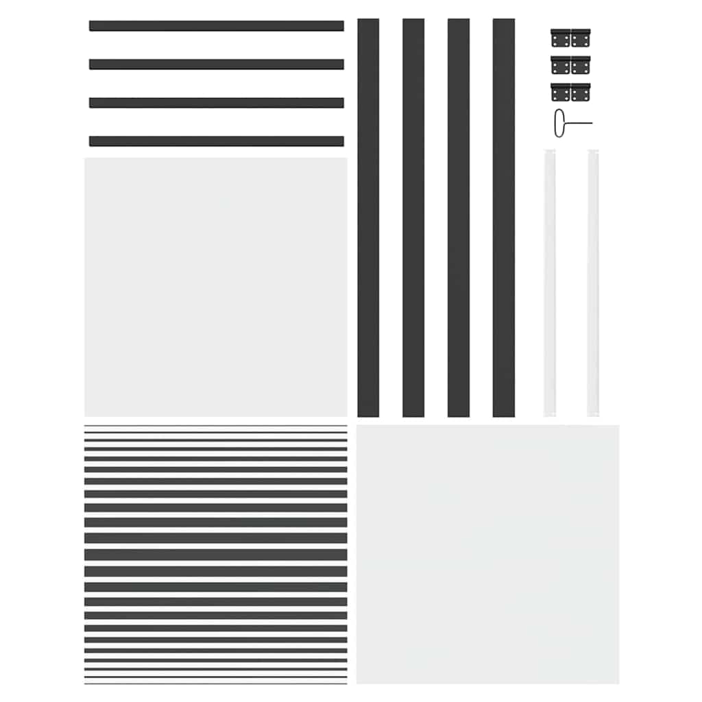 vidaXL Glass Door Striped Black 76 x 3.5 x 201.5 cm Aluminium