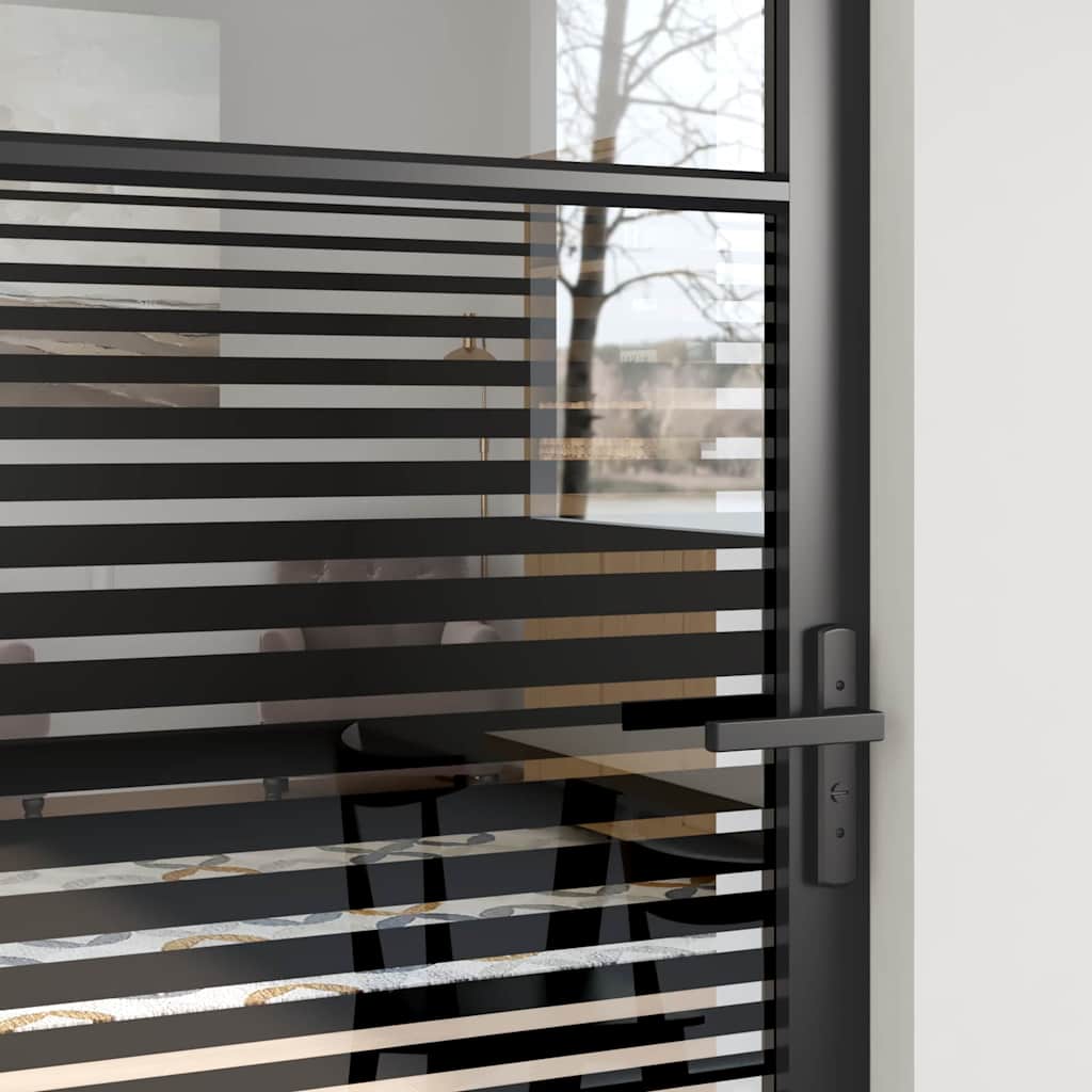 vidaXL Glass Door Striped Black 76 x 3.5 x 201.5 cm Aluminium