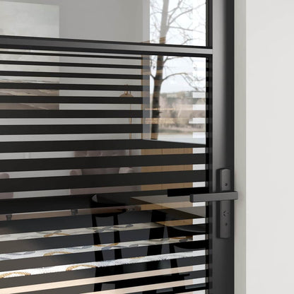 vidaXL Glass Door Striped Black 76 x 3.5 x 201.5 cm Aluminium