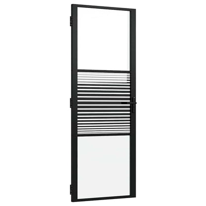 vidaXL Glass Door Striped Black 76 x 3.5 x 201.5 cm Aluminium