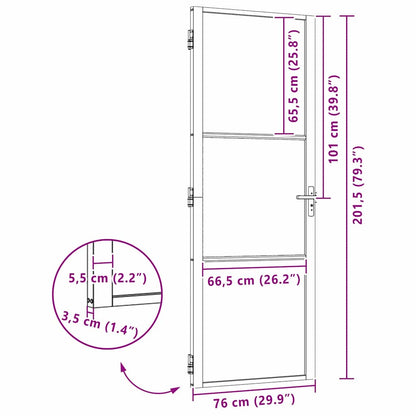 vidaXL Glass Door Striped Black 76 x 3.5 x 201.5 cm Aluminium