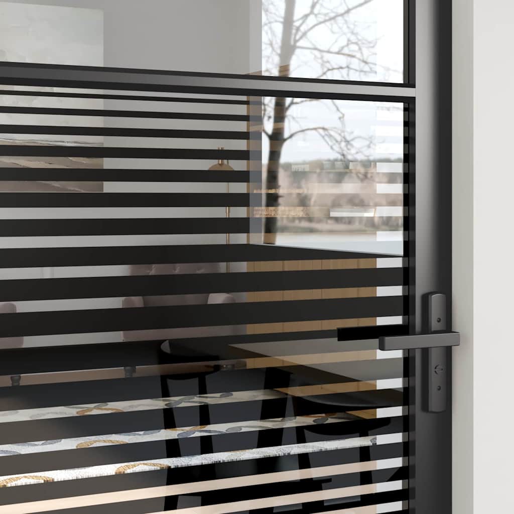 vidaXL Glass Door Striped Black 83 x 3.5 x 201.5 cm Aluminium