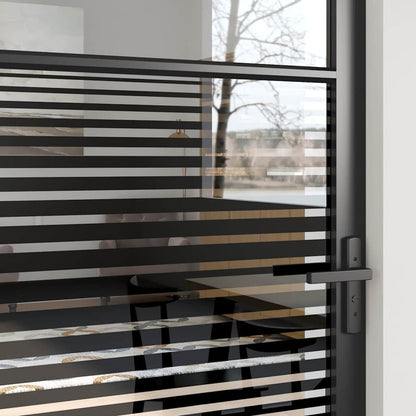 vidaXL Glass Door Striped Black 83 x 3.5 x 201.5 cm Aluminium