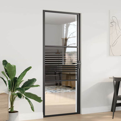 vidaXL Glass Door Striped Black 83 x 3.5 x 201.5 cm Aluminium