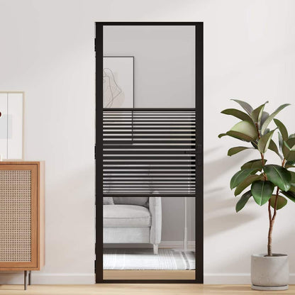 vidaXL Glass Door Striped Black 83 x 3.5 x 201.5 cm Aluminium