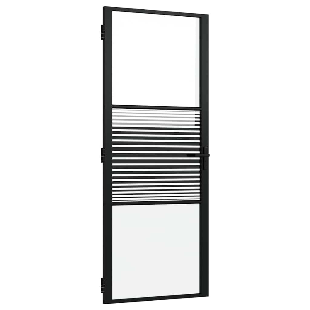 vidaXL Glass Door Striped Black 83 x 3.5 x 201.5 cm Aluminium