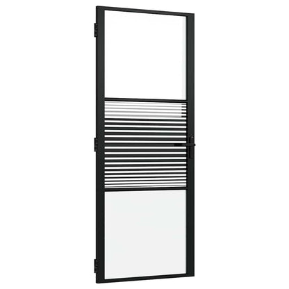 vidaXL Glass Door Striped Black 83 x 3.5 x 201.5 cm Aluminium