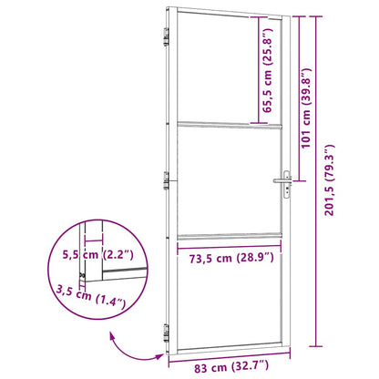 vidaXL Glass Door Striped Black 83 x 3.5 x 201.5 cm Aluminium