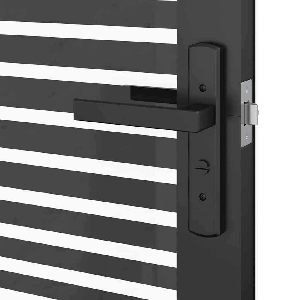 vidaXL Glass Door Striped Black 93 x 3.5 x 201.5 cm Aluminium