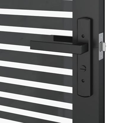 vidaXL Glass Door Striped Black 93 x 3.5 x 201.5 cm Aluminium