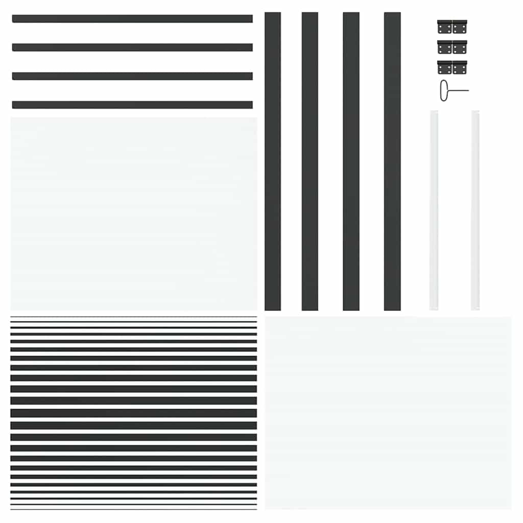 vidaXL Glass Door Striped Black 93 x 3.5 x 201.5 cm Aluminium