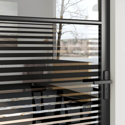 vidaXL Glass Door Striped Black 93 x 3.5 x 201.5 cm Aluminium