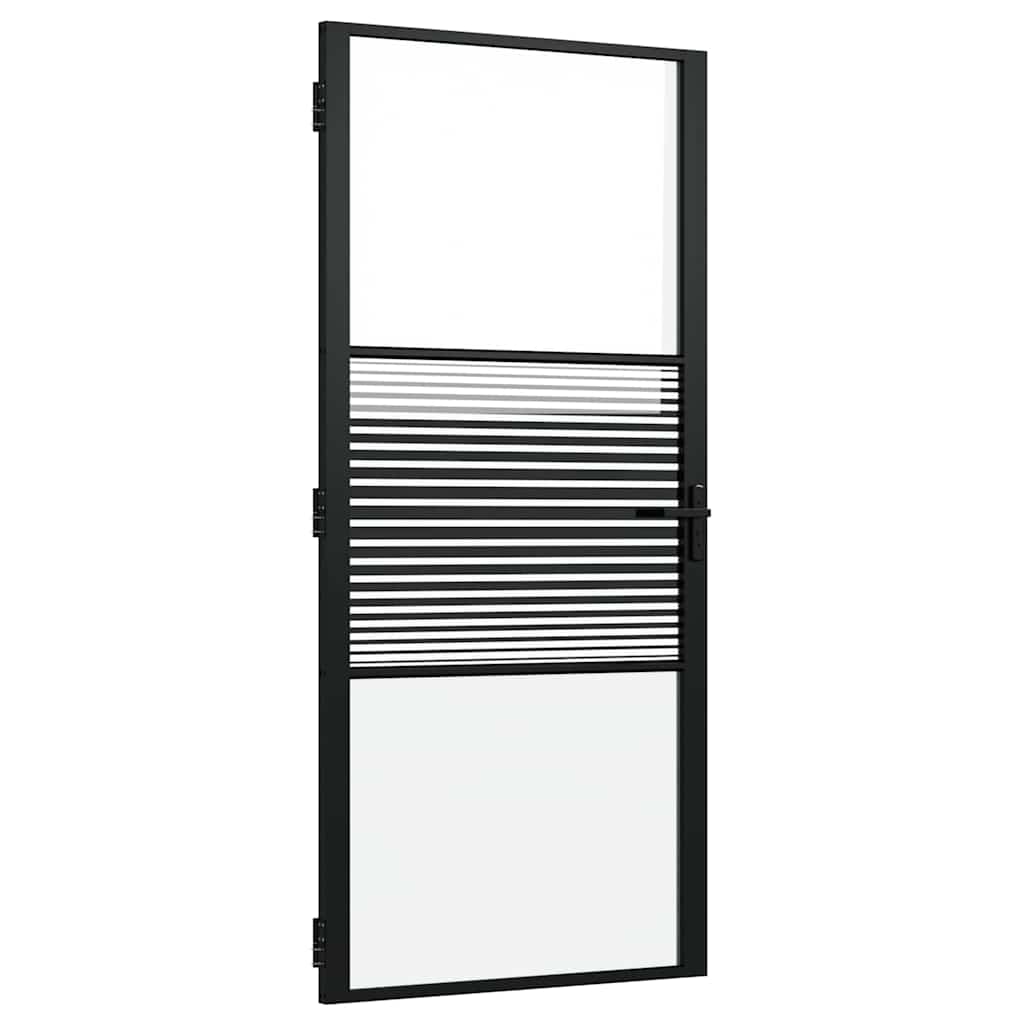 vidaXL Glass Door Striped Black 93 x 3.5 x 201.5 cm Aluminium