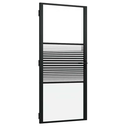 vidaXL Glass Door Striped Black 93 x 3.5 x 201.5 cm Aluminium