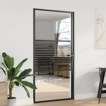 vidaXL Glass Door Striped Black 102.5 x 3.5 x 201.5 cm Aluminium