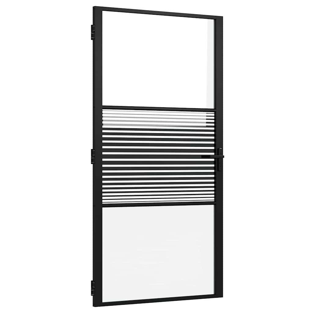 vidaXL Glass Door Striped Black 102.5 x 3.5 x 201.5 cm Aluminium