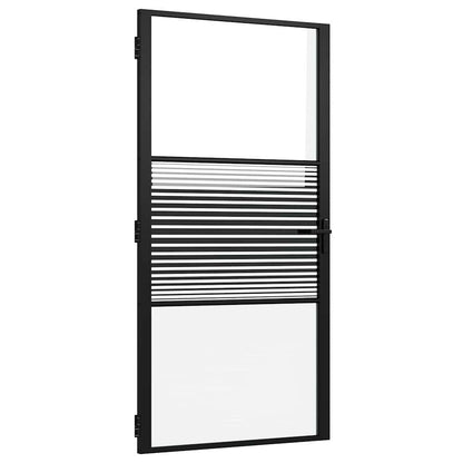 vidaXL Glass Door Striped Black 102.5 x 3.5 x 201.5 cm Aluminium