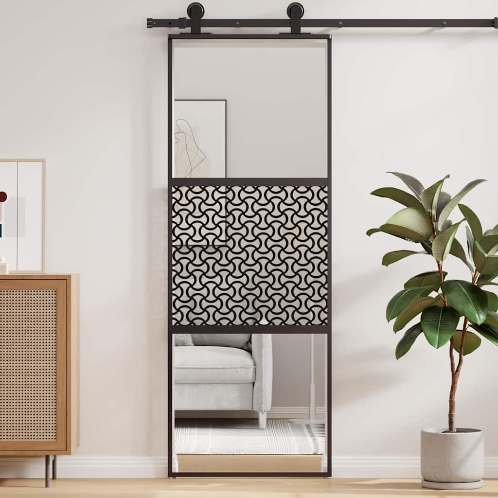 vidaXL Glass Door Fretwork Black 76 x 2 x 205 cm Aluminium