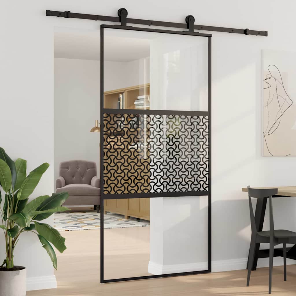 vidaXL Glass Door Fretwork Black 102.5 x 2 x 205 cm Aluminium