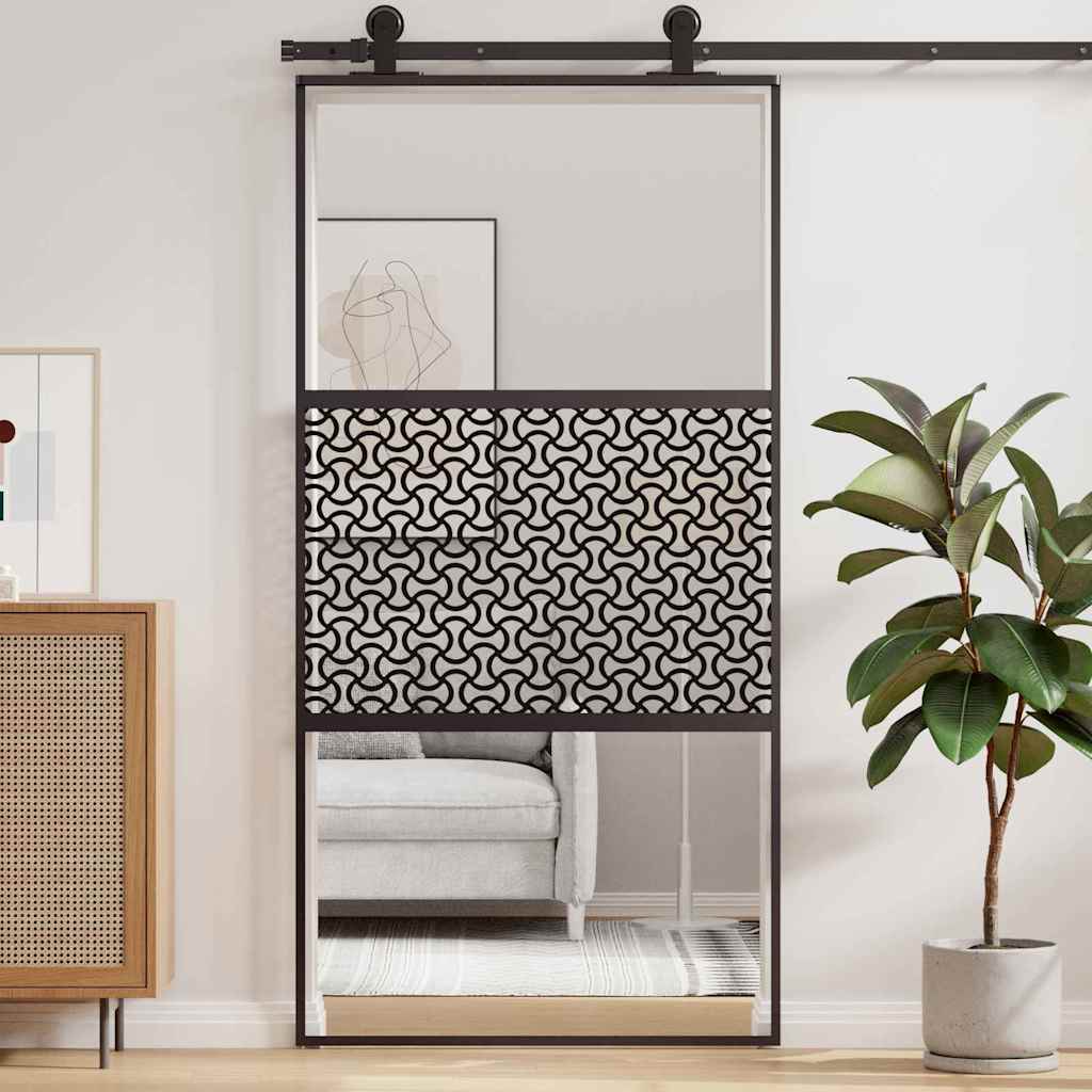 vidaXL Glass Door Fretwork Black 102.5 x 2 x 205 cm Aluminium