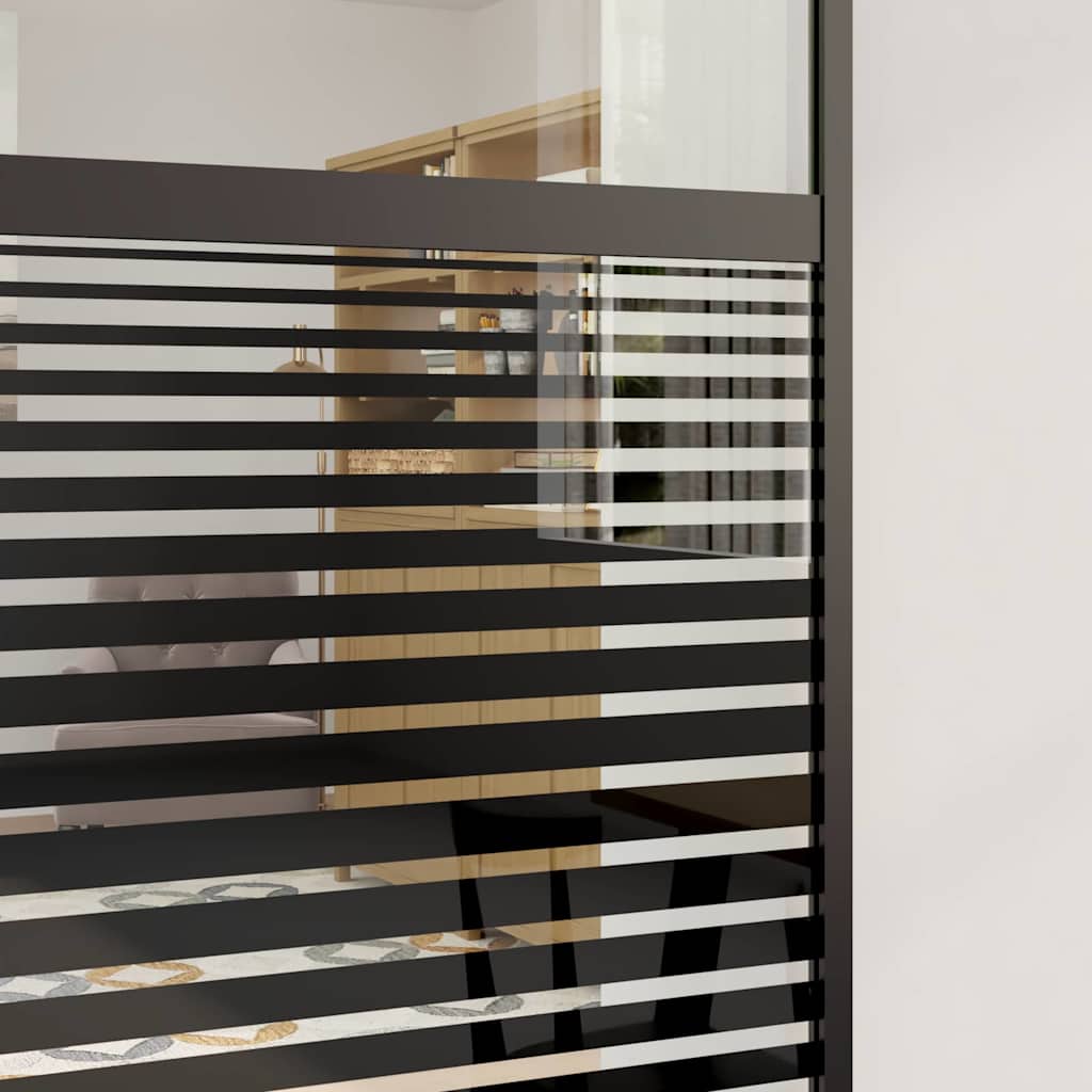 vidaXL Glass Door Striped Black 76 x 2 x 205 cm Aluminium