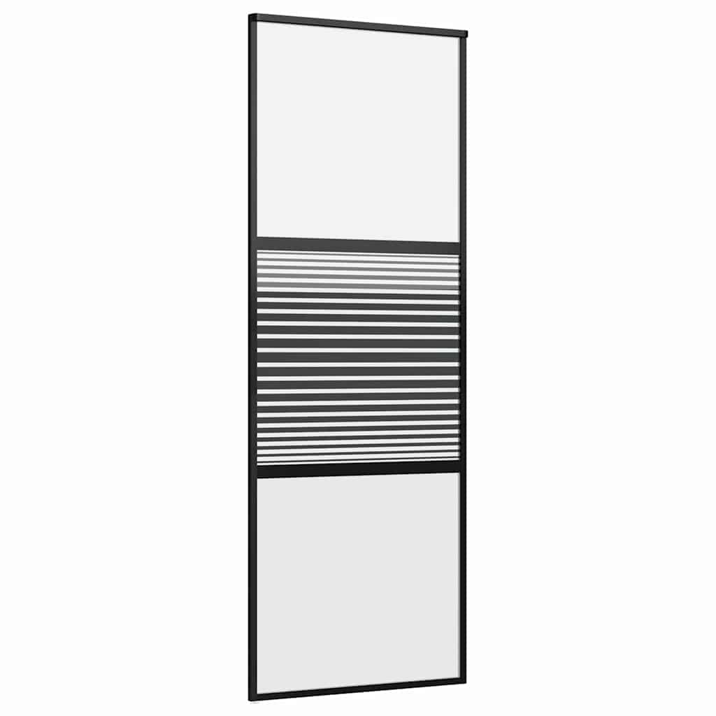 vidaXL Glass Door Striped Black 76 x 2 x 205 cm Aluminium