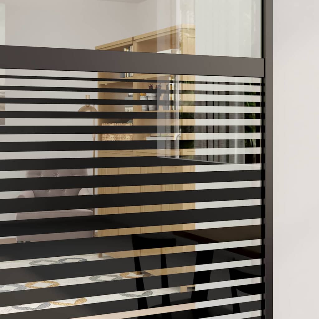 vidaXL Glass Door Striped Black 90 x 2 x 205 cm Aluminium