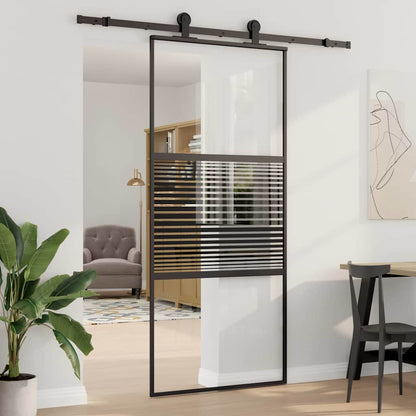vidaXL Glass Door Striped Black 90 x 2 x 205 cm Aluminium
